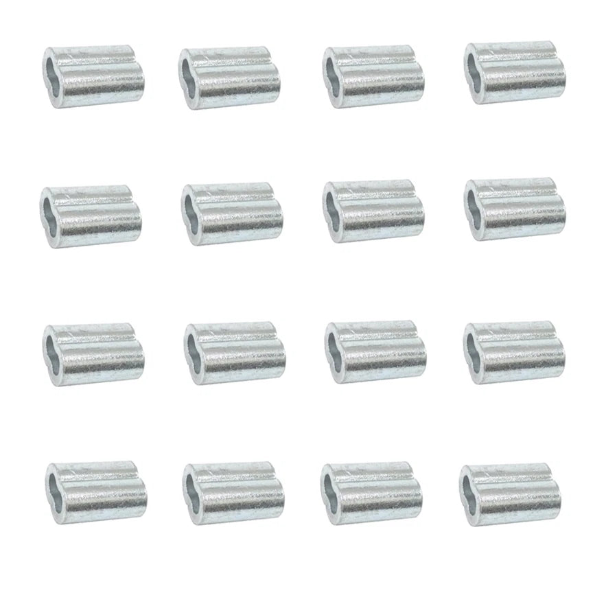 25 Pack Zinc Plated Copper Swage Sleeves - Double Barrel Crimp Ferrules For 3/32" Wire Rope & Cable