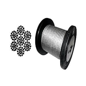 Galvanized Aircraft Cable Wire Rope 1/8" 7x19 -100, 200, 250, 500, 1000, 2000 ft