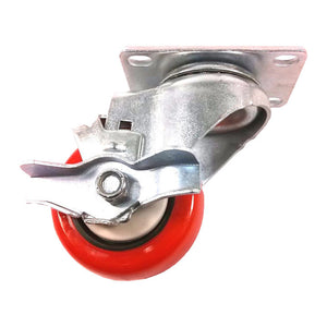 3" x 1-1/4" Polyurethane with Thread Guard Caster (A1) - 1 Swivel with Brake