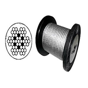 7 x 7 Clear PVC Galvanized Aircraft Cable Wire Rope 1/8" to 3/16"  - 1,000 ft