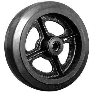 8" x 2" Rubber on Cast Iron Wheel with Bearing - 1 EA