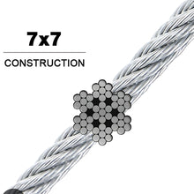 Vinyl Coated Galvanized Wire Rope Cable 1/8" - 3/16" 7x7