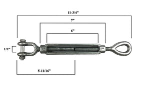 3/8" x 6" Eye/Jaw Turnbuckles for Wire Rope cable - 10 ea