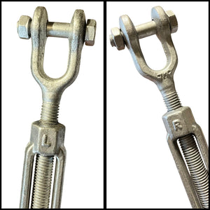 1/2" x 9" Jaw/Jaw Turnbuckles for Wire Rope Cable - 2 ea