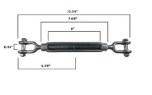 1/2" x 6" Jaw/Jaw Turnbuckles for Wire Rope Cable - 2 ea