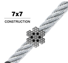 Cable Railing Type 304 Stainless Steel Wire Rope Cable, 3/32", 7x7 Coil & Reel