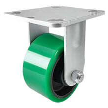 Heavy Duty Caster 4" x 2" Green Polyurethane on Cast Iron Wheel - Rigid