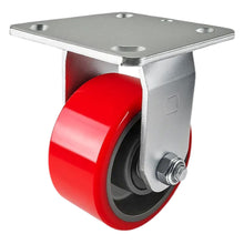 Heavy Duty Caster 4" x 2" Red Polyurethane on Cast Iron Wheel - Rigid