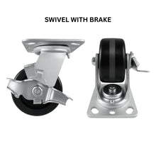 Heavy Duty Caster 4" x 2" Phenolic Wheel - Swivel with Brake
