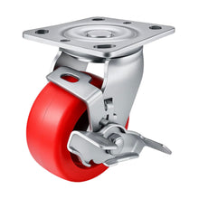 Heavy Duty Caster 4" x 2" Polyurethane on Plastic Wheel - Swivel with Brake