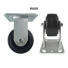 Heavy Duty Caster 4" x 2" Rubber on Cast Iron Wheel - Rigid