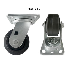 Heavy Duty Caster 4" x 2" Rubber on Cast Iron Wheel - Swivel