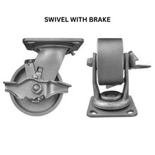 Heavy Duty Steel Caster 4"–8" x 2" (Series 40) — Rigid, Swivel, Brake & Total Lock