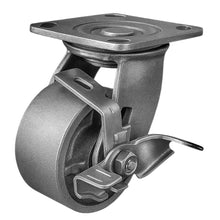 4" x 2" Steel swivel with brake caster, 700 lb, top plate mount — part 40-40S-A1-SS-TB