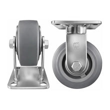 Heavy Duty Caster 4" x 2" Non-Marking Rubber Wheel Stainless Steel - Rigid (Flat)