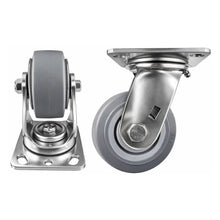 Heavy Duty Caster 4" x 2" Non-Marking Rubber Wheel Stainless Steel - Swivel (Flat)