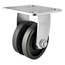 4" x 2" V-Groove Steel rigid caster, 900 lb, top plate mount — part 40-40R-A1-VG