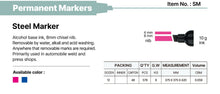 Munhwa Steel Marker SM-02 SM-10 specifications, 8mm chisel nib, 10g alcohol based ink