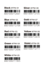 Munhwa XFPM color chart, item numbers XFPM-01 through XFPM-09 with EAN barcodes