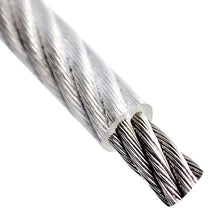 Clear PVC coated galvanized wire rope close-up