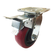 4" x 2" Polyurethane Wheel Swivel Caster with Total Lock Brake, Series 40 (40-40S-A1-PU-TTL)