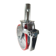 Scaffold Caster 8" x 2" Red Wheels w/ Locking Brakes 1-3/8" 800 lbs. Capacity