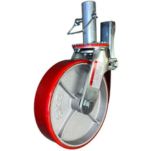 Scaffold Caster 8" x 2" Red Wheels w/ Locking Brakes 1-3/8" 800 lbs. Capacity