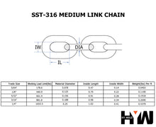 316 Stainless Steel Medium Link Chain detail