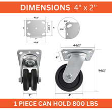 Heavy Duty Caster 4" x 2" V-Groove Steel Wheel
