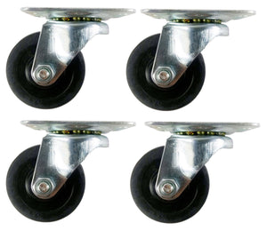 3" x 1-1/4" Hard Rubber Wheel Casters (A1) - 4 Swivels