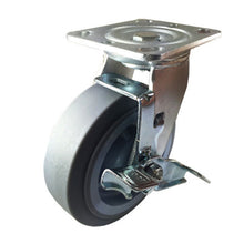 6" x 2" Heavy Duty Non-Marking Rubber Wheel Caster - Swivel with Brake  (Flat)