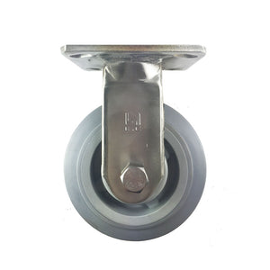 4" X  2" Stainless Steel  Non-Marking Rubber Wheel Caster - Rigid (Flat)