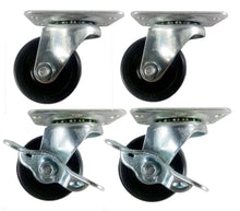 2"  Hard Rubber Wheel Caster - 2 Swivels and 2 Swivels with Brake