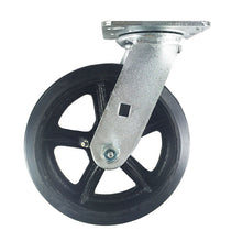 8" x 2" Heavy Duty "Rubber on Cast Iron" Caster - 2 Swivels  and 2 Rigids