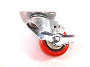 3" x 1-1/4" Polyurethane with Thread Guard Caster (A1) - 4 Swivels with 2 Brake