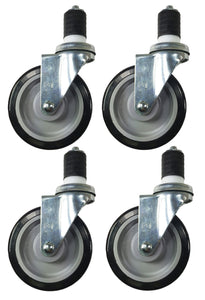 5" x 1-1/4" Polyurethane Wheel on Threaded Stem Caster - 4 Swivels