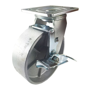 6" x 2"  Steel Wheel Caster - Swivel with Brake