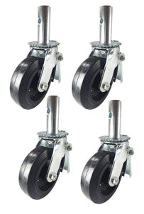4 pcs Scaffold Caster 6" x 2" Black  Wheels w/ Locking Brakes  2000 lbs capacity