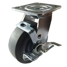 5" X  2"  Non-Marking Rubber Wheel Caster - Swivel with Brake (Flat)