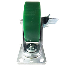 6" x 2"  Polyurethane on Cast Iron (Green) - Swivel with Brake