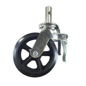 Scaffold Caster 8" x 2" Wheels w/ Locking Brakes 1-3/8"  Stem 500 lbs. Capacity