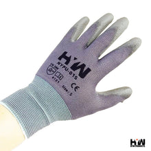 HYW 144 Pairs Gray 13 Gauge Nylon Machine Knit Polyurethane Palm Coating Glove