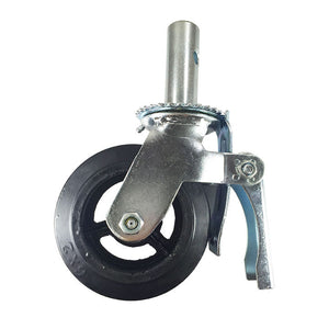 Scaffold Caster 6" x 2" Wheels w/ Locking Brakes 1-3/8"  Stem 500 lbs. Capacity