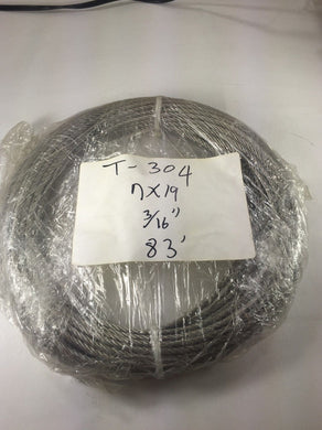 Special Price T-304 Grade 7 x 19 Stainless Steel Cable Wire Rope 3/16
