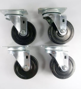 3-1/2" x 1-1/4" Hard Rubber Wheel Casters (A1) - 4 Swivels