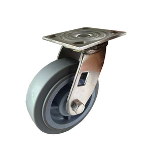 6" X  2" Stainless Steel  Non-Marking Rubber Wheel Caster - Swivel (Flat)