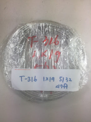 Special Price T-316 Grade 1 x 19 Stainless Steel Cable Wire Rope 5/32