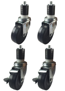 4" x 1-1/4" Hard Rubber on Expanded Applicator Caster - 4 Swivels with 2 Brake
