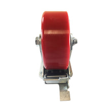 5" x 2"  Polyurethane on Cast Iron (Red) - Swivel with Total Lock Brake