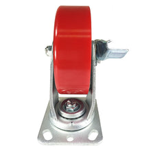 6" x 2"  Polyurethane on Cast Iron (Red) - Swivel with Brake